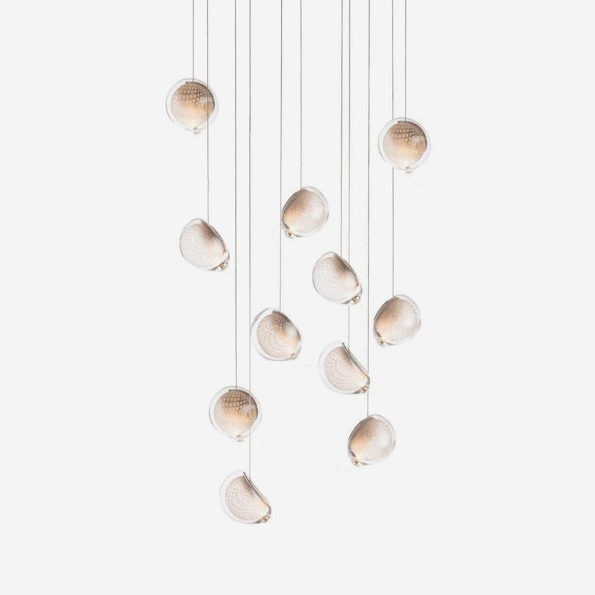 Chandelier Mesh Glass Orbs Cluster Metal Frame Modern Minimalist-Neutral Decor