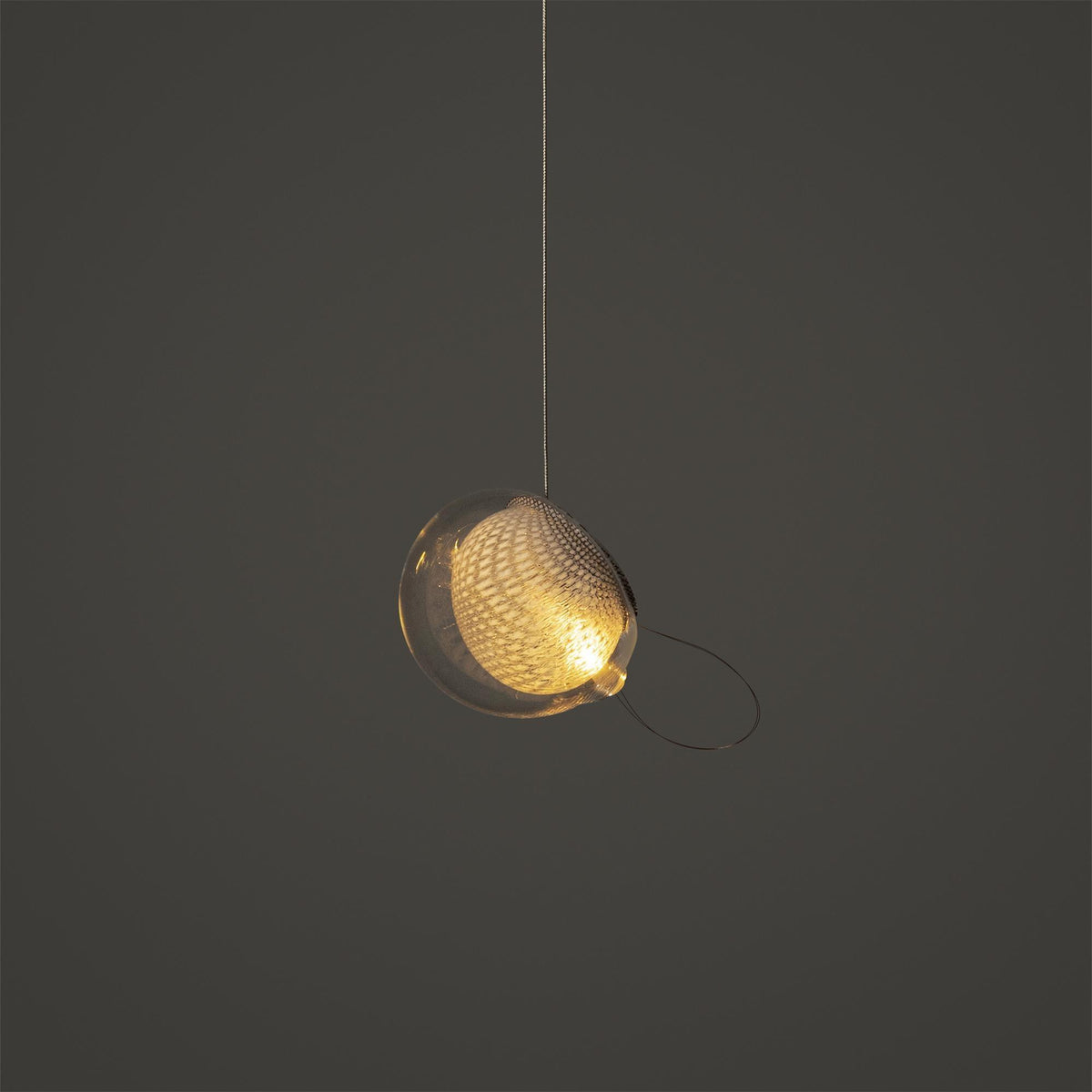 Chandelier Mesh Glass Orbs Cluster Metal Frame Modern Minimalist-Neutral Decor
