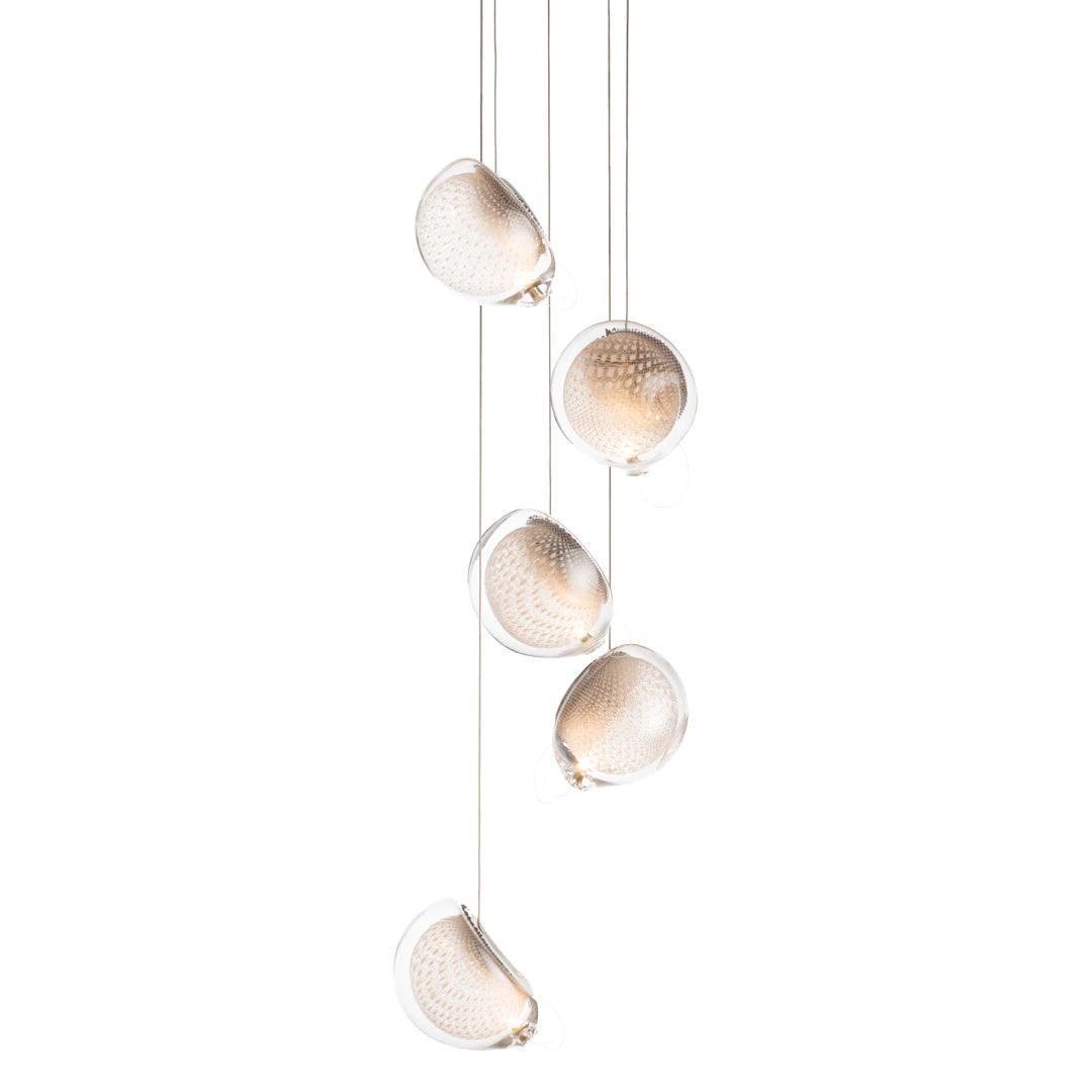 Chandelier Mesh Glass Orbs Cluster Metal Frame Modern Minimalist-Neutral Decor