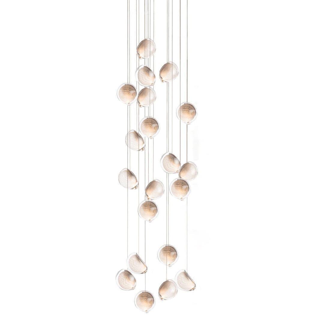 Chandelier Mesh Glass Orbs Cluster Metal Frame Modern Minimalist-Neutral Decor