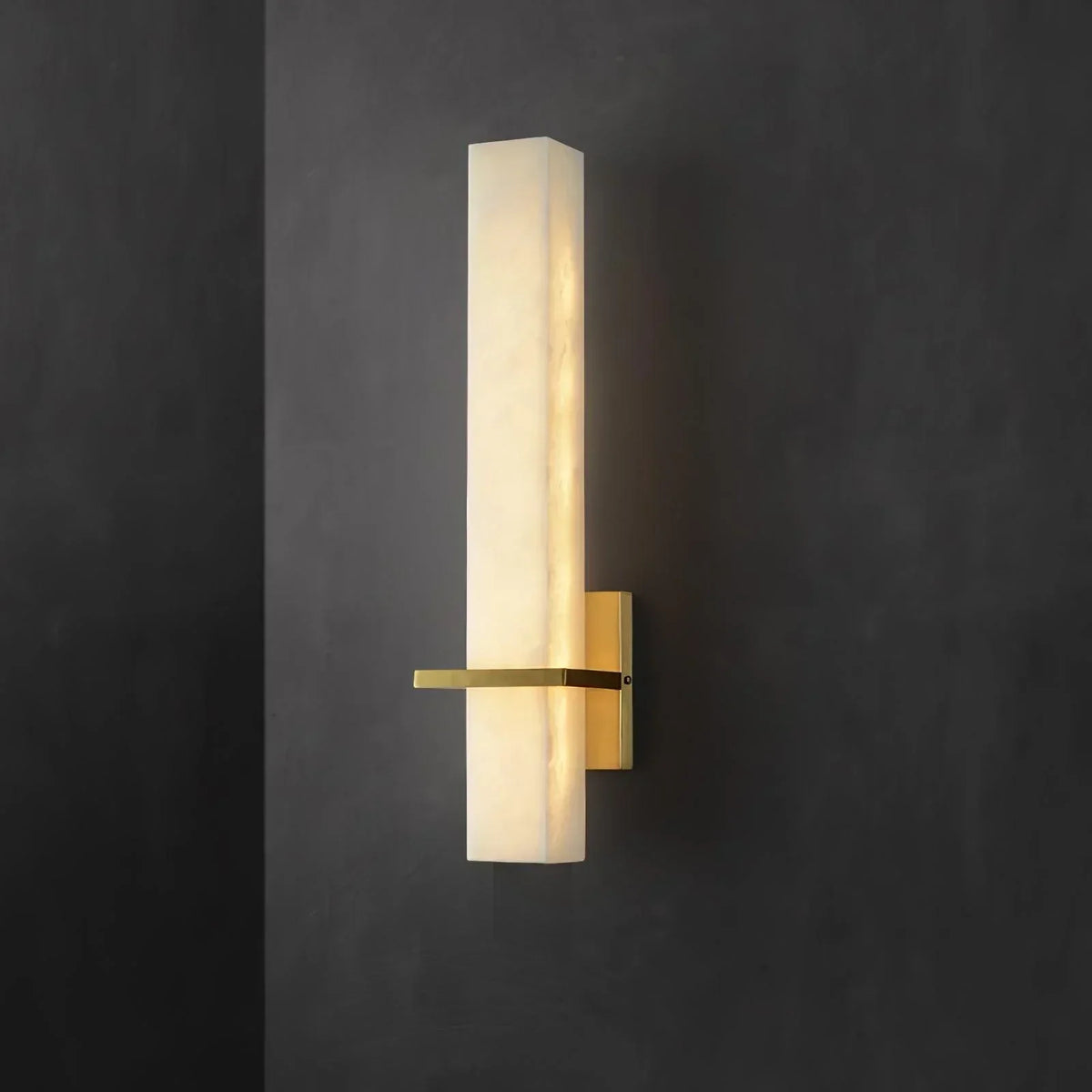 Ritta Wall Lamp White Alabaster Brass Modern Cuboid-Neutral Decor