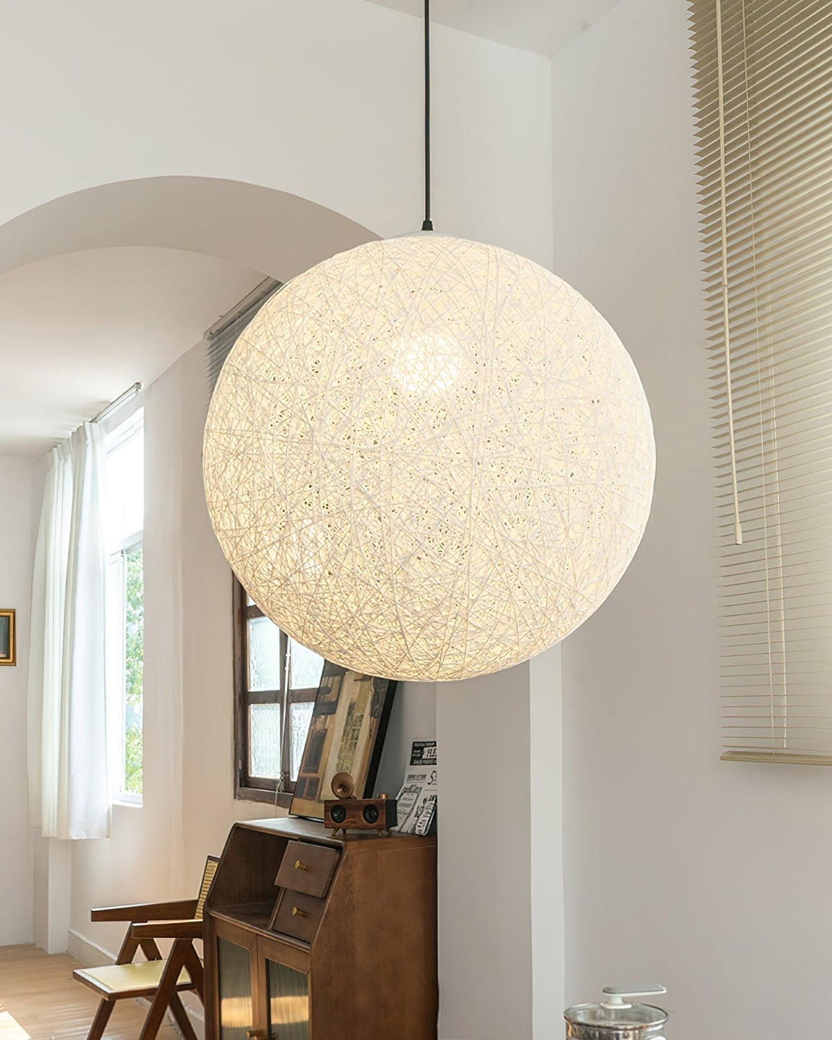 Rovira Pendant Light Hemp Rattan Sphere Bohemian-Neutral Decor