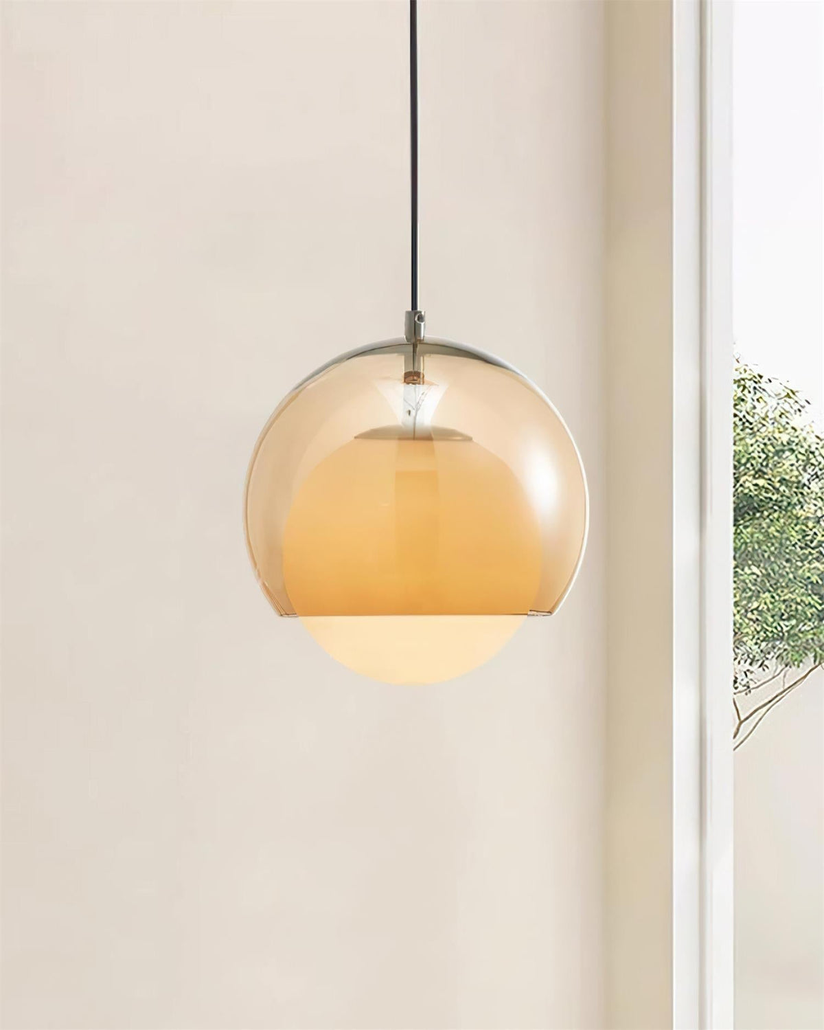 Pendant Light Double Globe Shade Glass Modern Minimalist Ambient-Neutral Decor