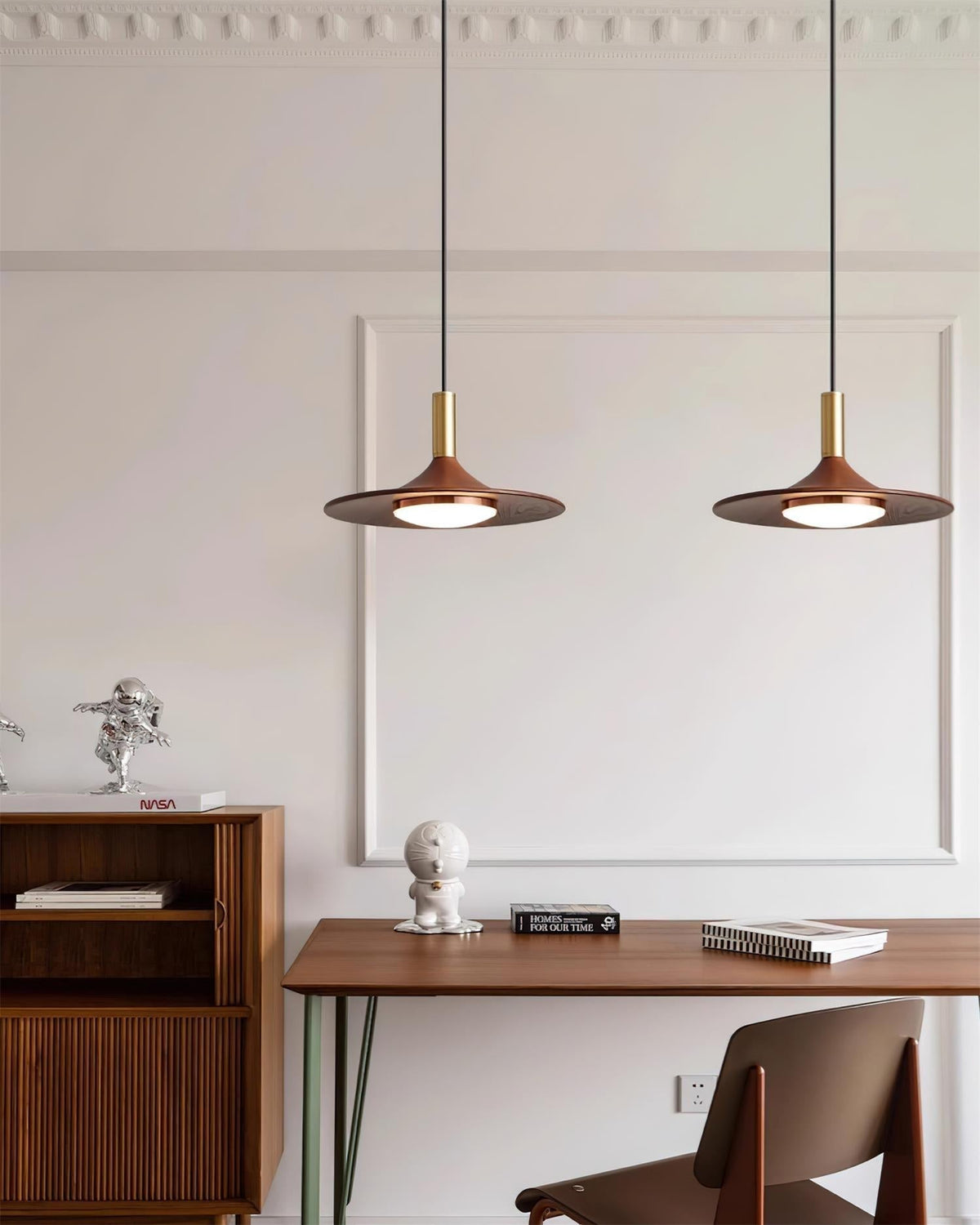Kaelin Pendant Light Hat Shape Wood Midcentury-Neutral Decor
