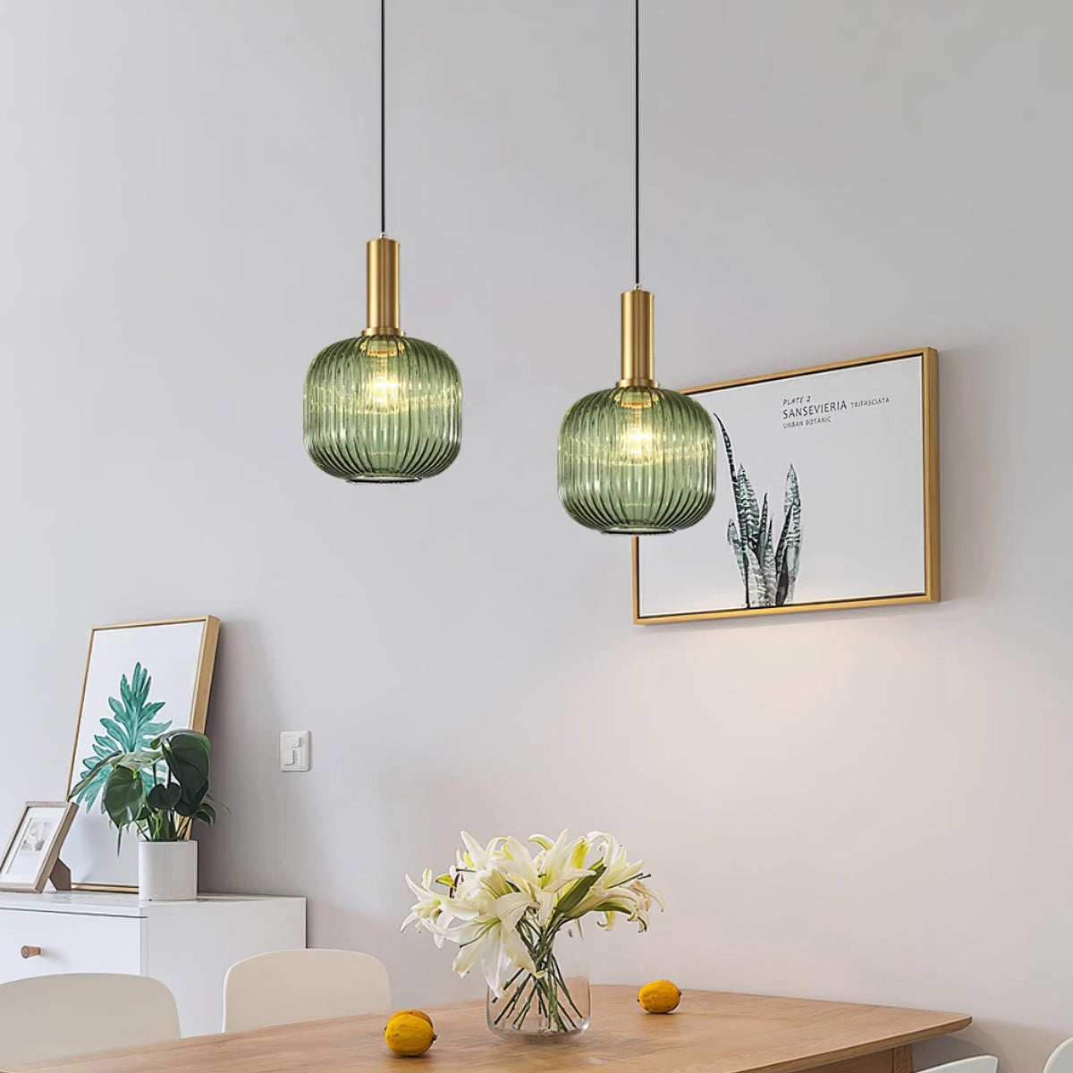 Elara Ribbed Pendant Lamp-Neutral Decor