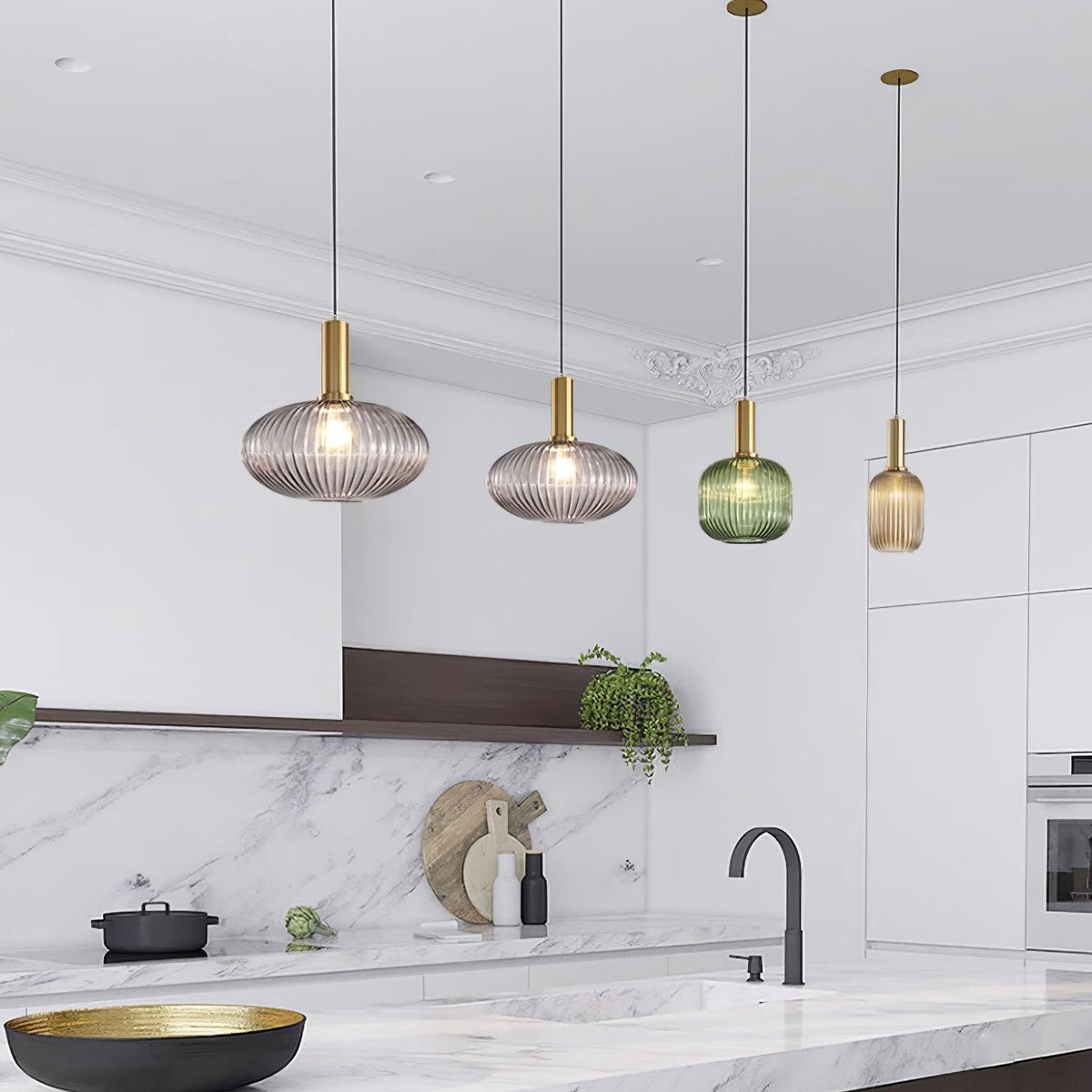 Elara Ribbed Pendant Lamp-Neutral Decor