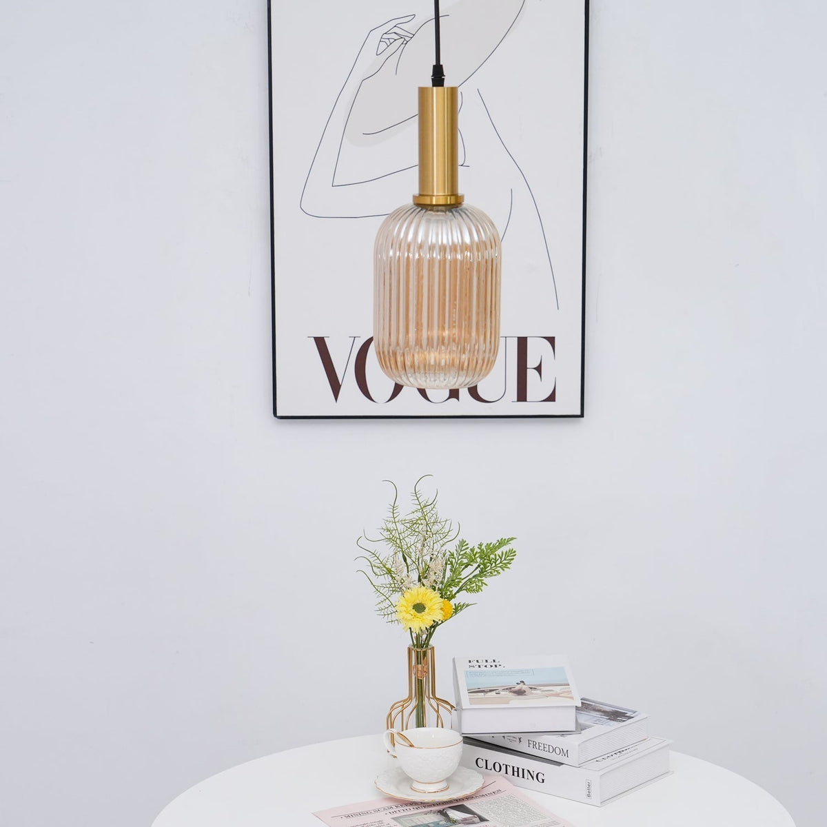 Elara Ribbed Pendant Lamp-Neutral Decor