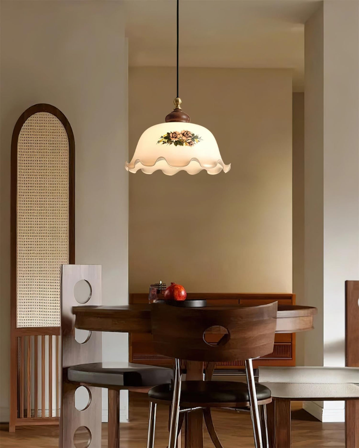 Belvia Vintage Floral Glass Pendant Light-Neutral Decor