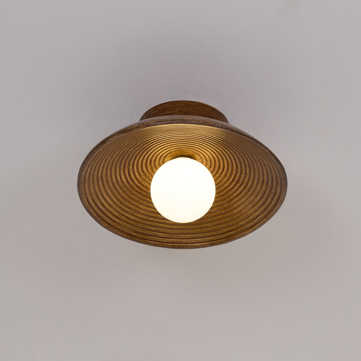 Zira Wooden Flush Mount Ceiling Light with Round Globe-Neutral Decor