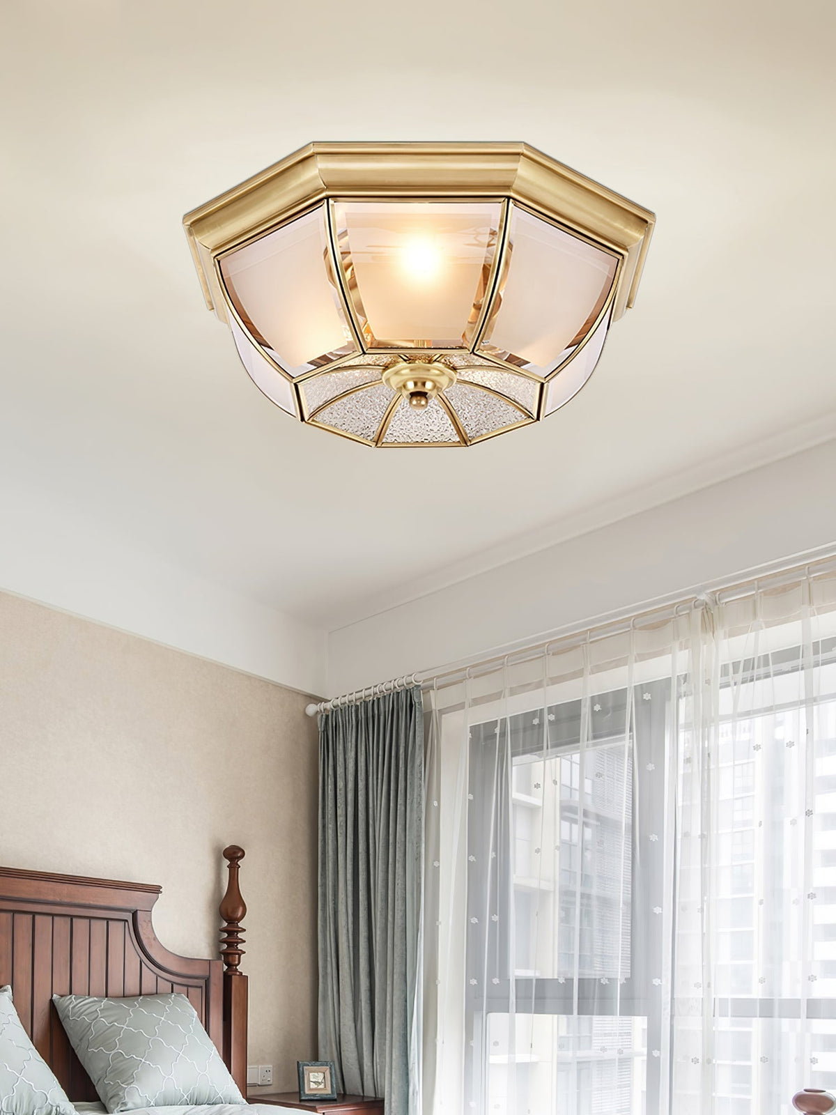 Sevelo Lampe de Plafond Laiton Verre-Cielum