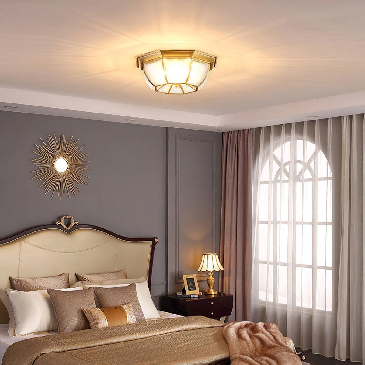 Sevelo Lampe de Plafond Laiton Verre-Cielum