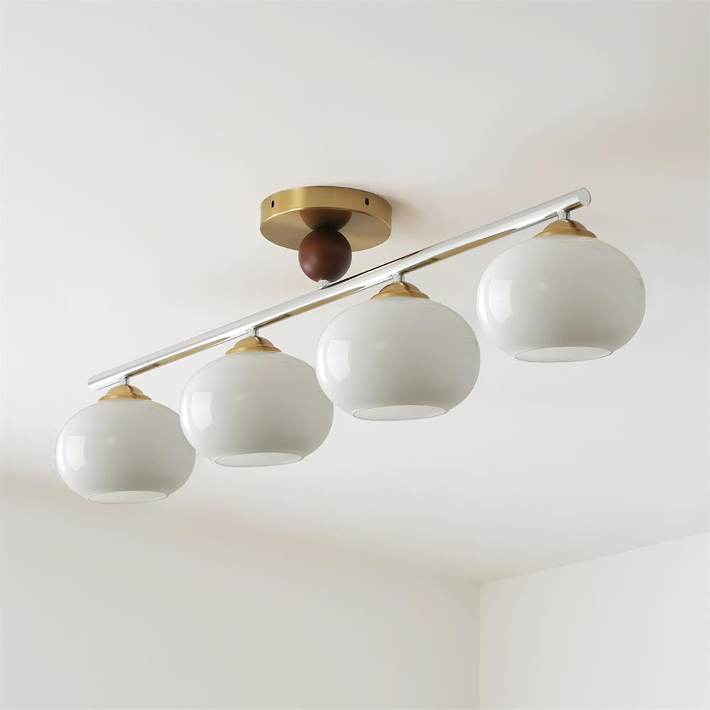 Aubrelle 4-Light Amber Glass Globe Ceiling Fixture-Neutral Decor