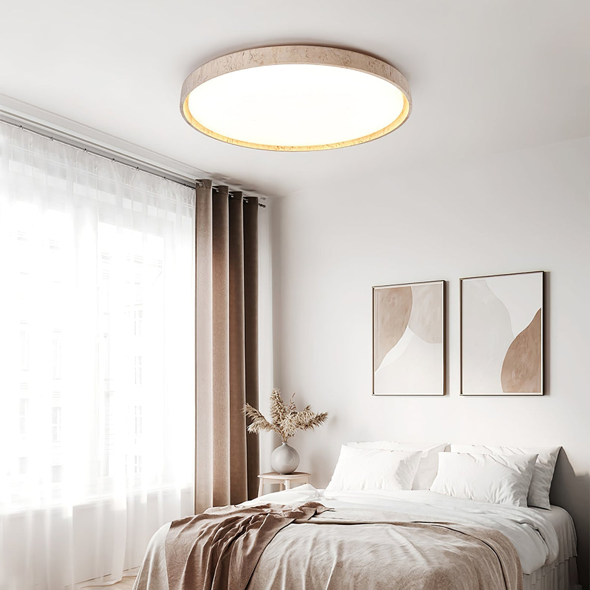 Dirove Lumière de Plafond Ronde en Travertin-Cielum
