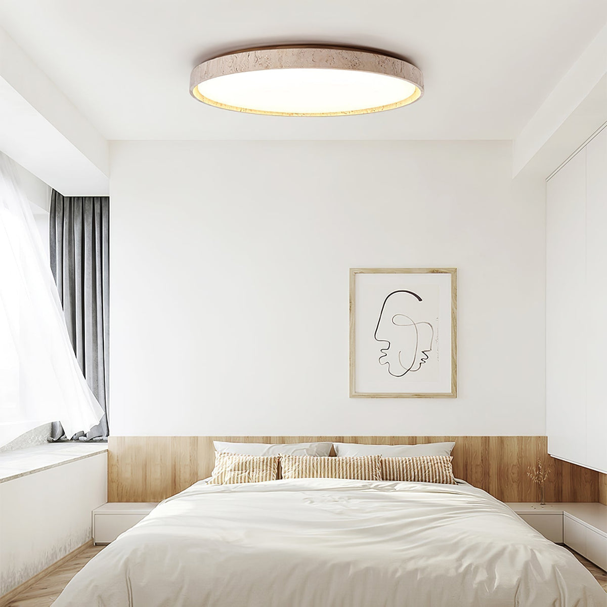 Dirove Lumière de Plafond Ronde en Travertin-Cielum