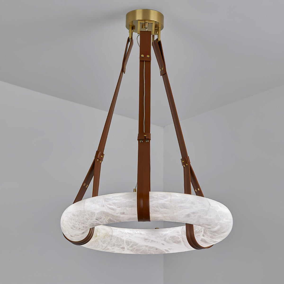 Oslo Pendant Light Alabaster Ring Straps Scandinavian-Neutral Decor