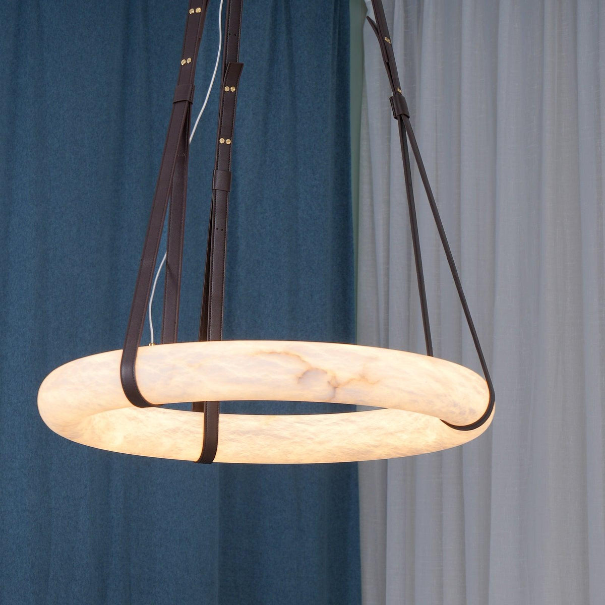 Oslo Pendant Light Alabaster Ring Straps Scandinavian-Neutral Decor