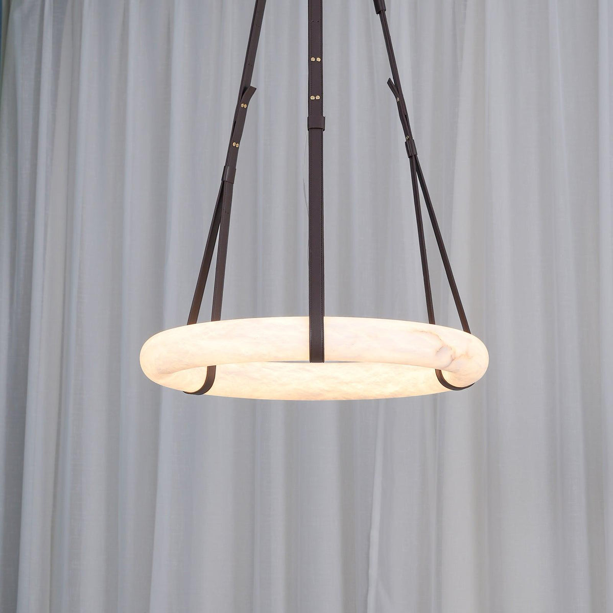 Oslo Pendant Light Alabaster Ring Straps Scandinavian-Neutral Decor