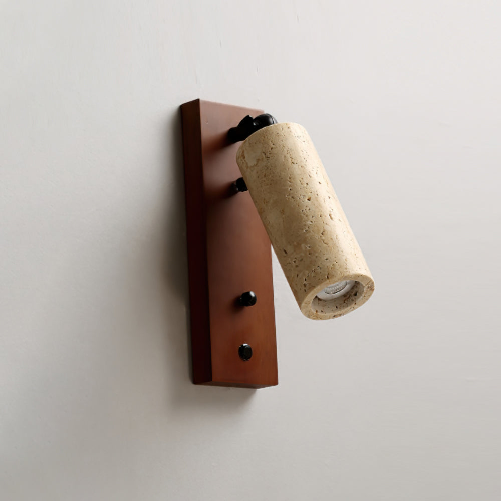 Neptune Wall Lamp Spotlight Yellow Travertine Wood-Neutral Decor