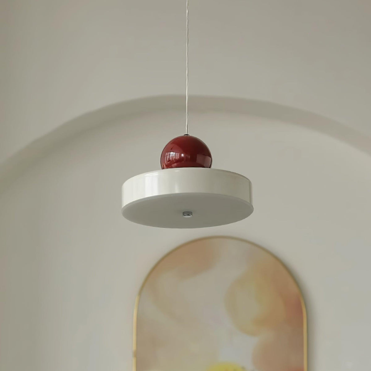 Pendant Lamp Metal Body Red Sphere Shade Modern Retro Accent-Neutral Decor