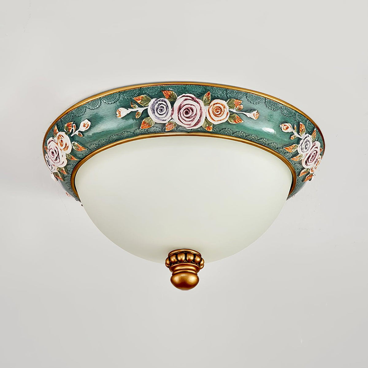 Virixo Plafonnier en Résine et Verre Forme de Bol Pastoral-Cielum