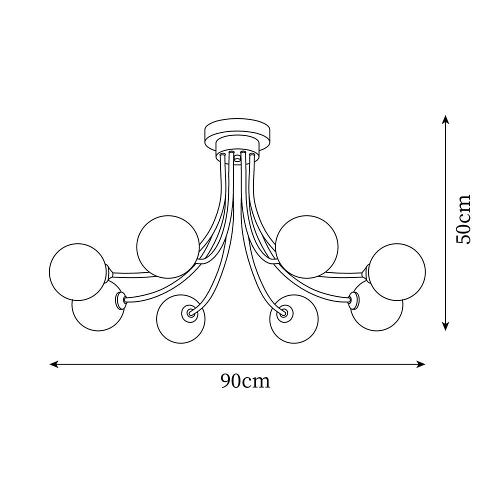 Ceiling Light Brass Branching Arms Opal Globe Shades Modern Elegant-Neutral Decor