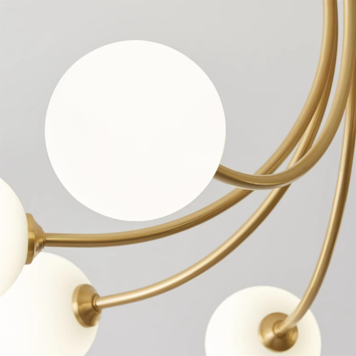 Ceiling Light Brass Branching Arms Opal Globe Shades Modern Elegant-Neutral Decor