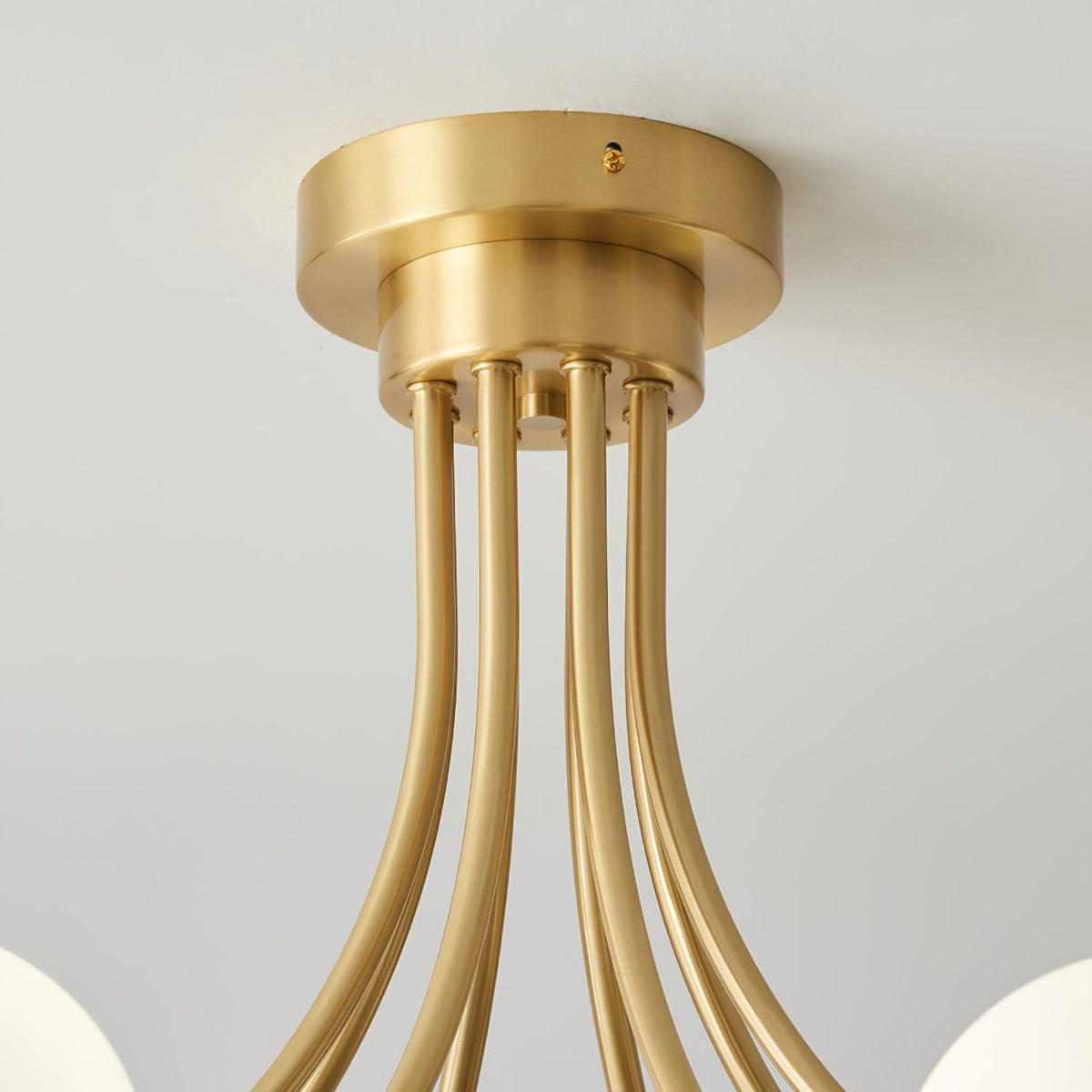 Ceiling Light Brass Branching Arms Opal Globe Shades Modern Elegant-Neutral Decor