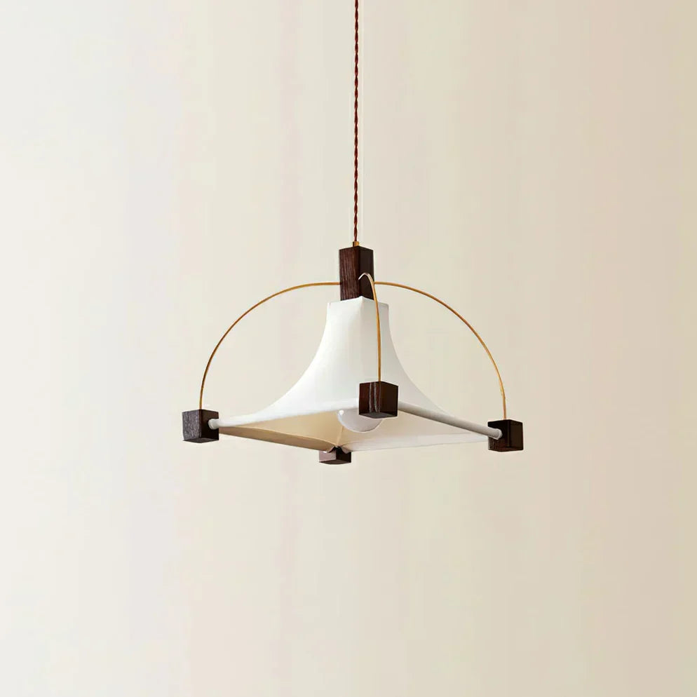 Close-up of the fabric shade on the Hood Pendant Light