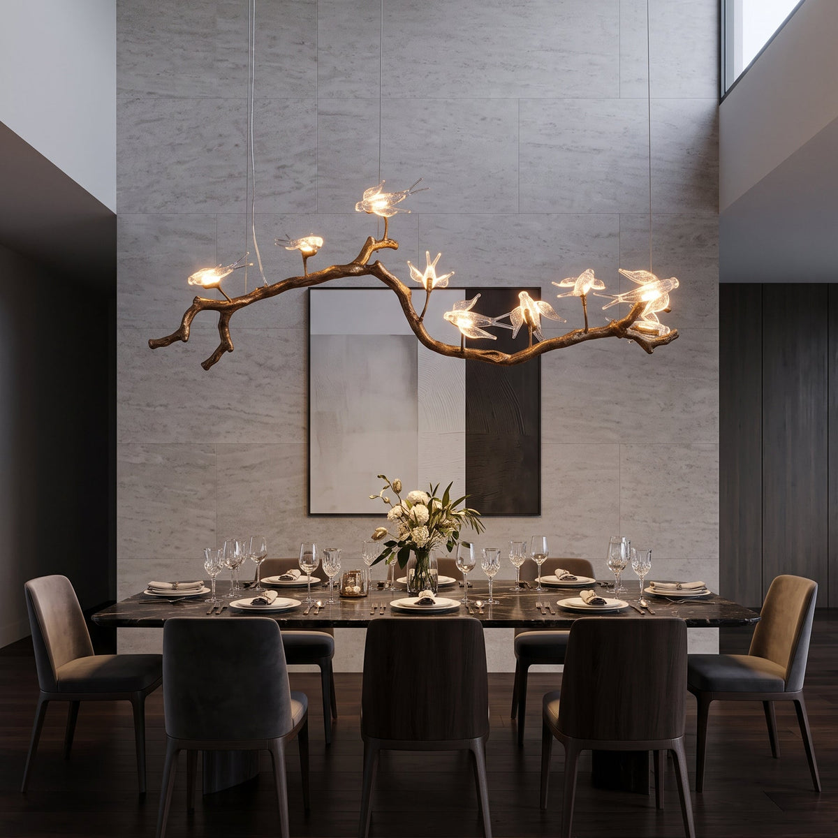 Dovemere Lustre Linéaire À Branches Et Oiseaux