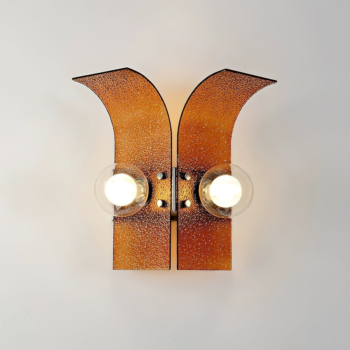 Wall Light Textured Glass Panels Dual Globes-Neutral Decor