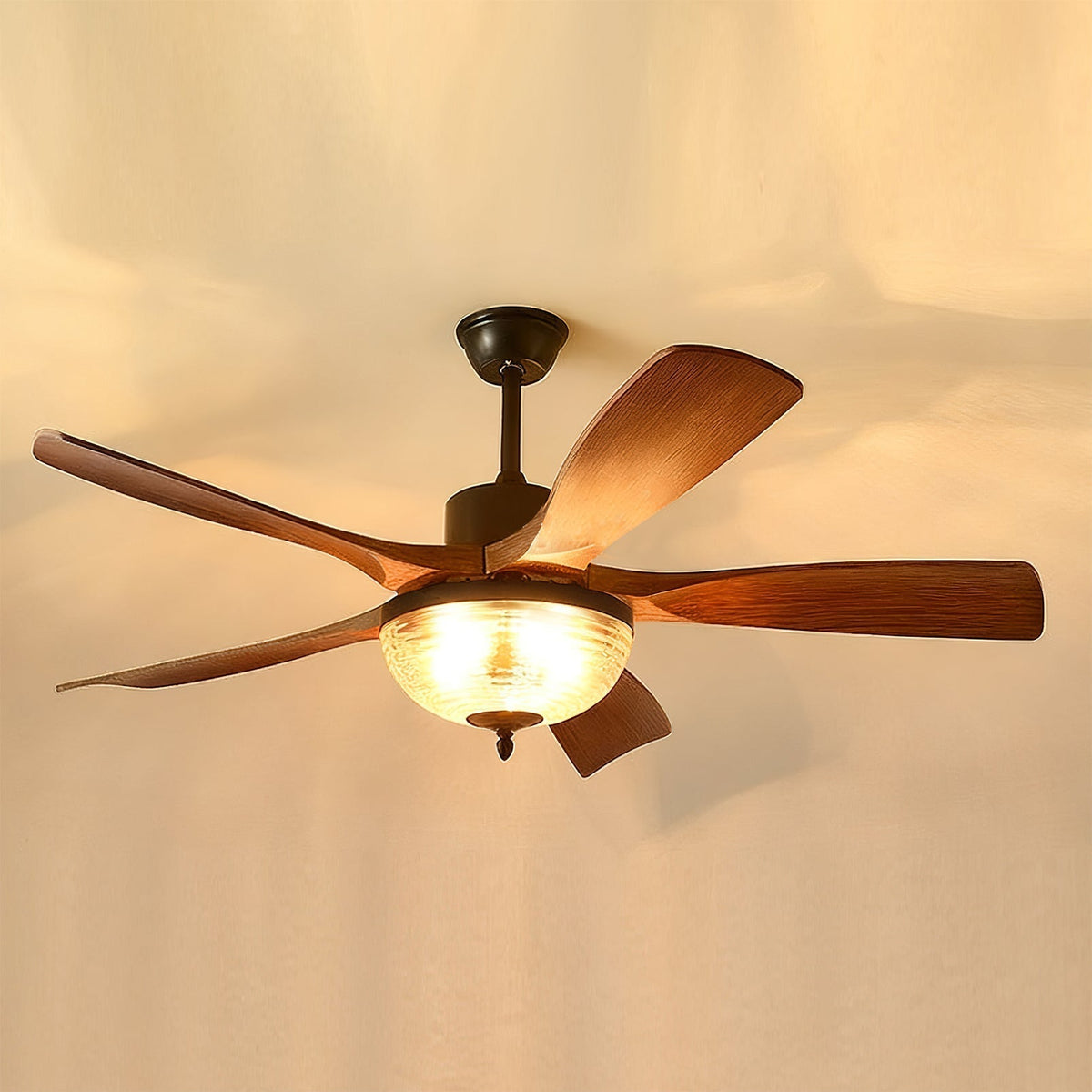 Lifestyle shot of the fan in a modern farmhouse room.