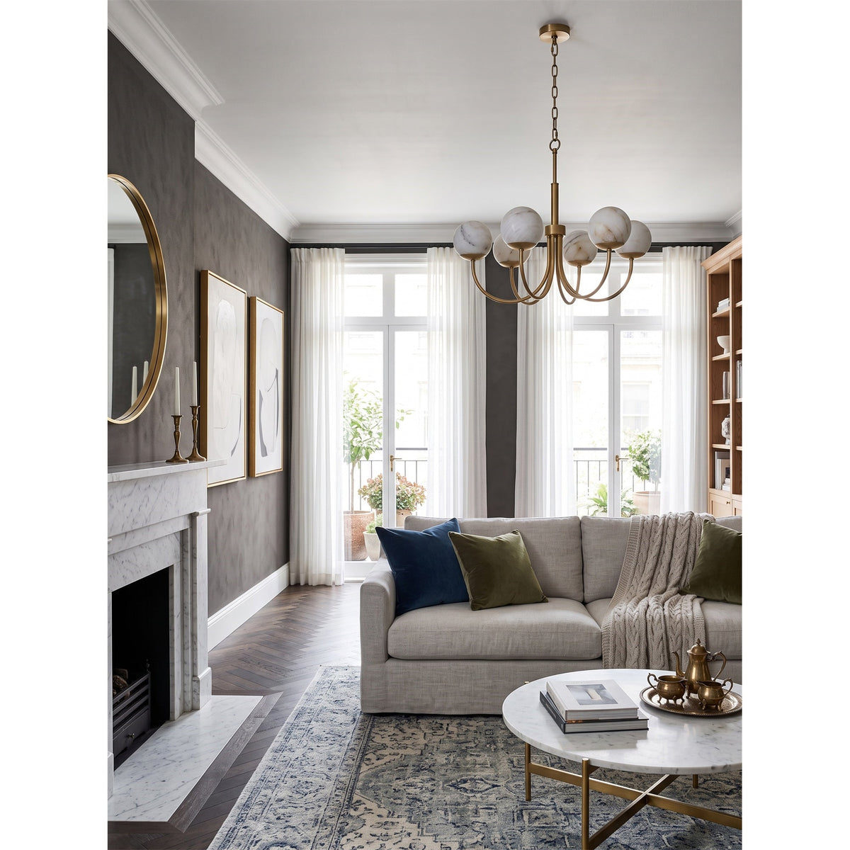 Lumoaine Lustre à globes en albâtre