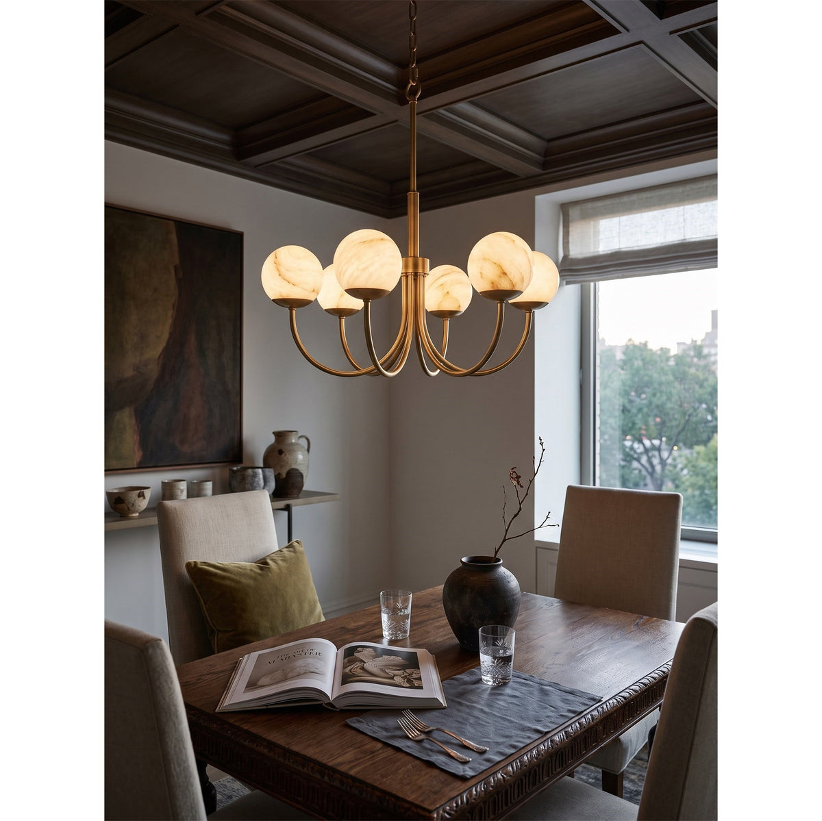Lumoaine Lustre à globes en albâtre