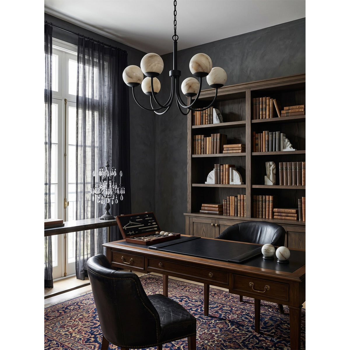 Lumoaine Lustre à globes en albâtre