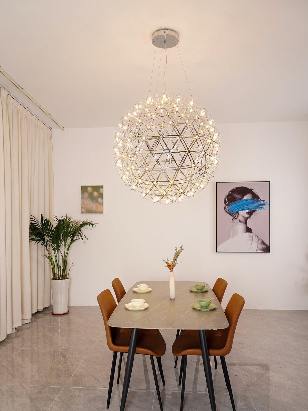Noveno Suspension Boule Dorée de Luxe Postmoderne-Cielum