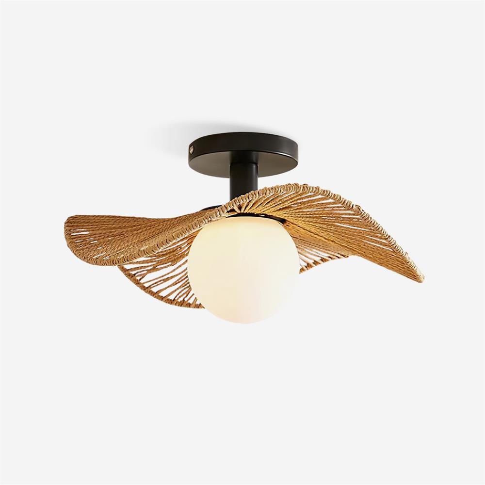 Fynora Woven Semi Flush Ceiling Light-Neutral Decor