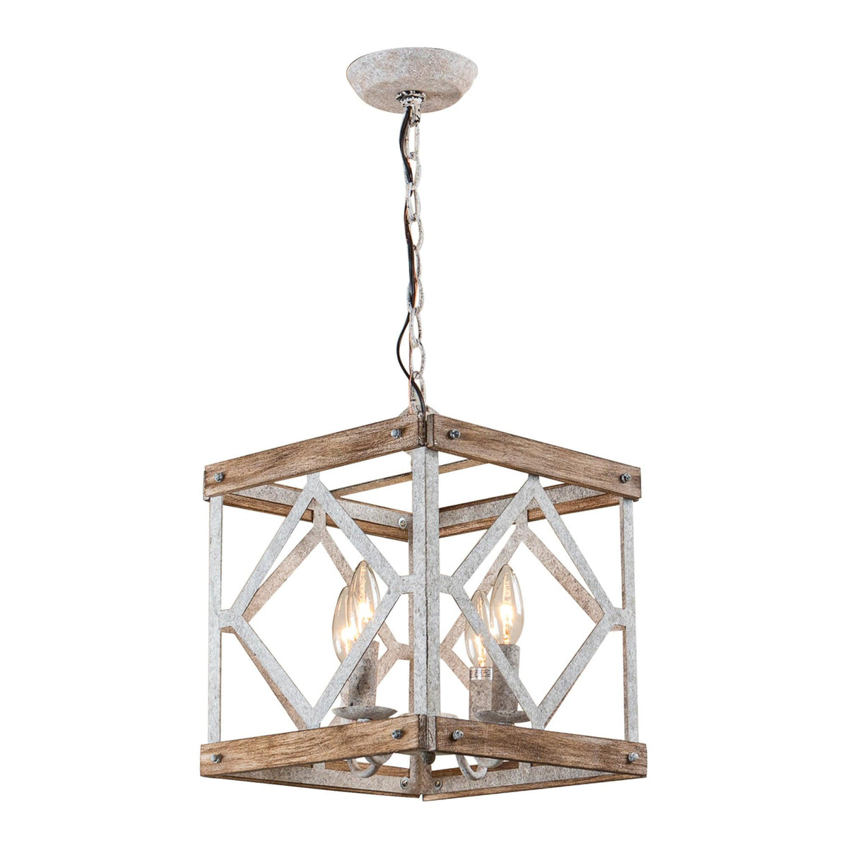 Zelaeora Suspension Métal Bois Créativité Individuelle 4 Lumières