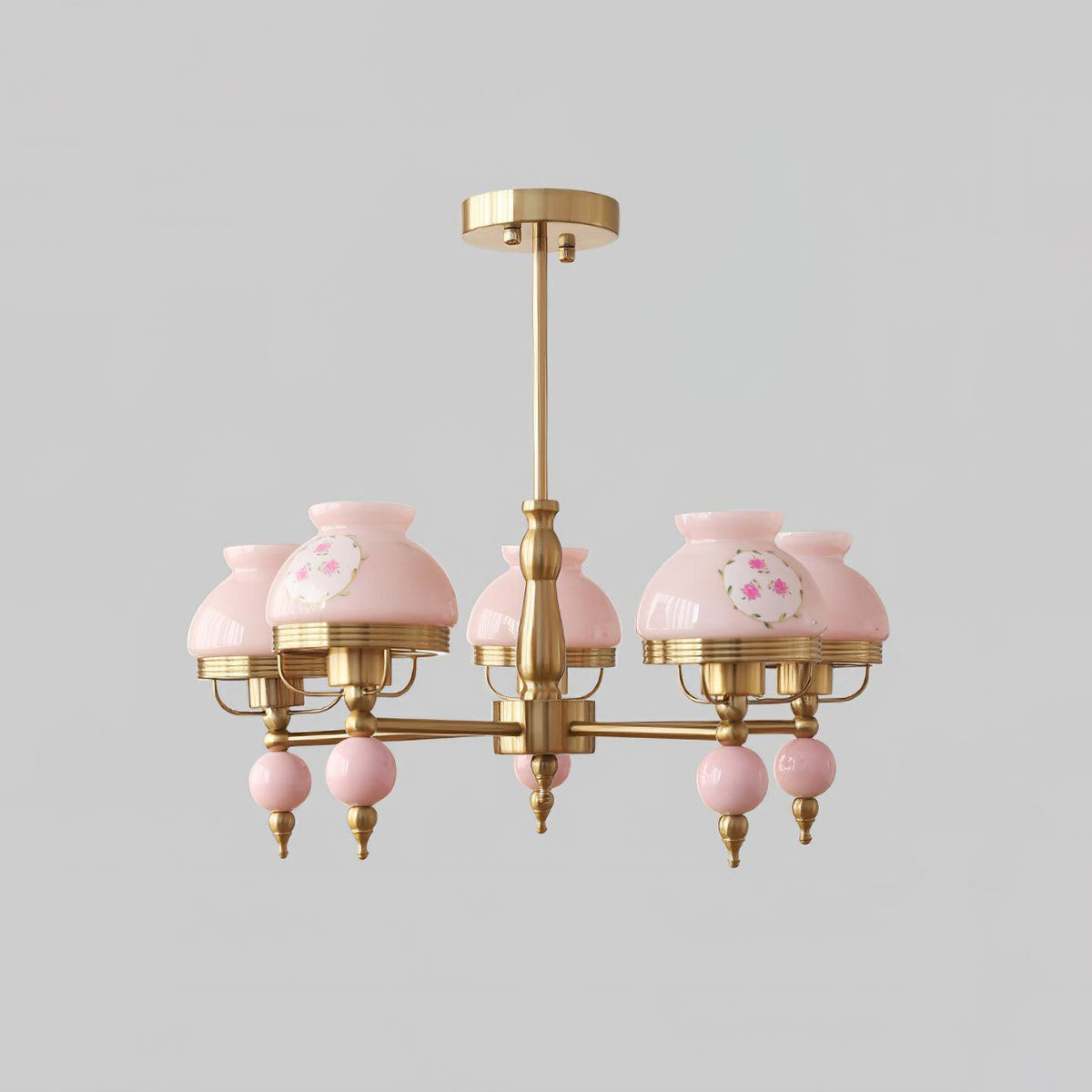 Chandelier Glass and Metal Fixture for Dining or Living Room Vintage-Neutral Decor
