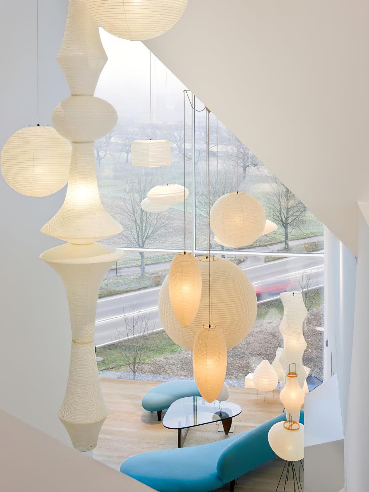 Noveny Suspension Luminaire Papier Washi E pour Salon-Cielum