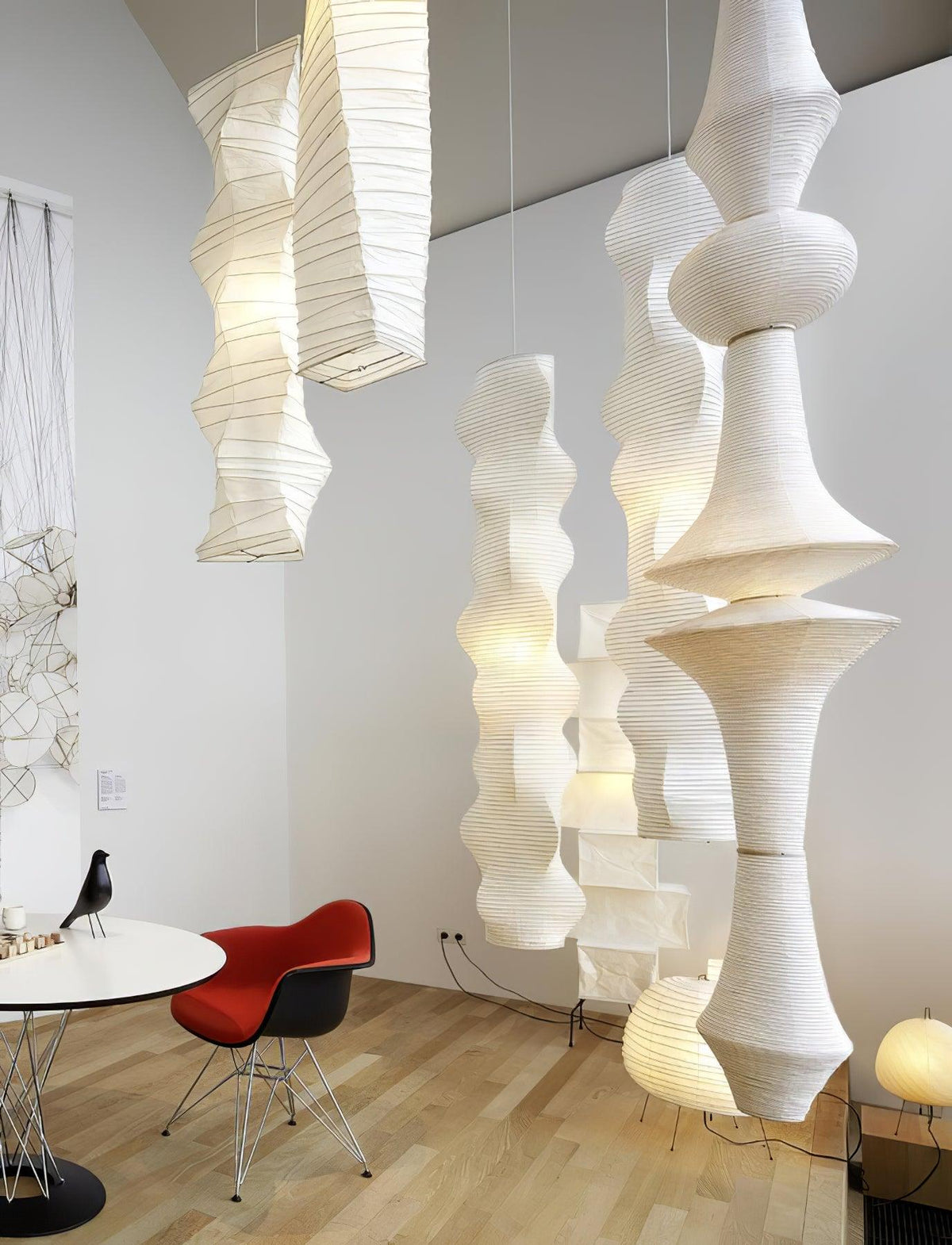 Noveny Suspension Luminaire Papier Washi E pour Salon-Cielum