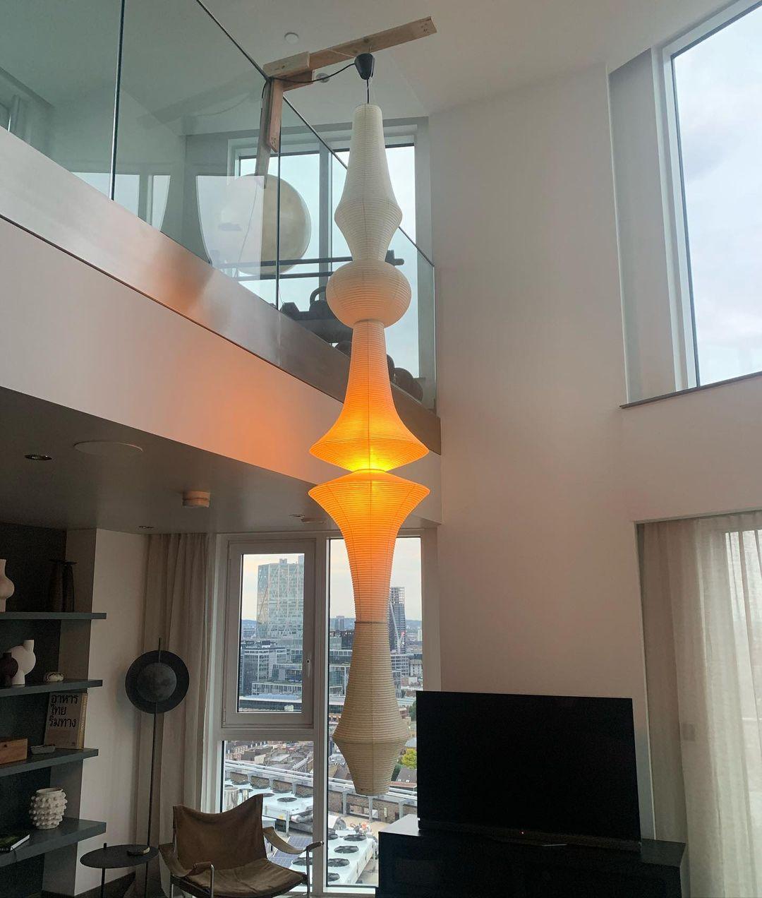 Noveny Suspension Luminaire Papier Washi E pour Salon-Cielum