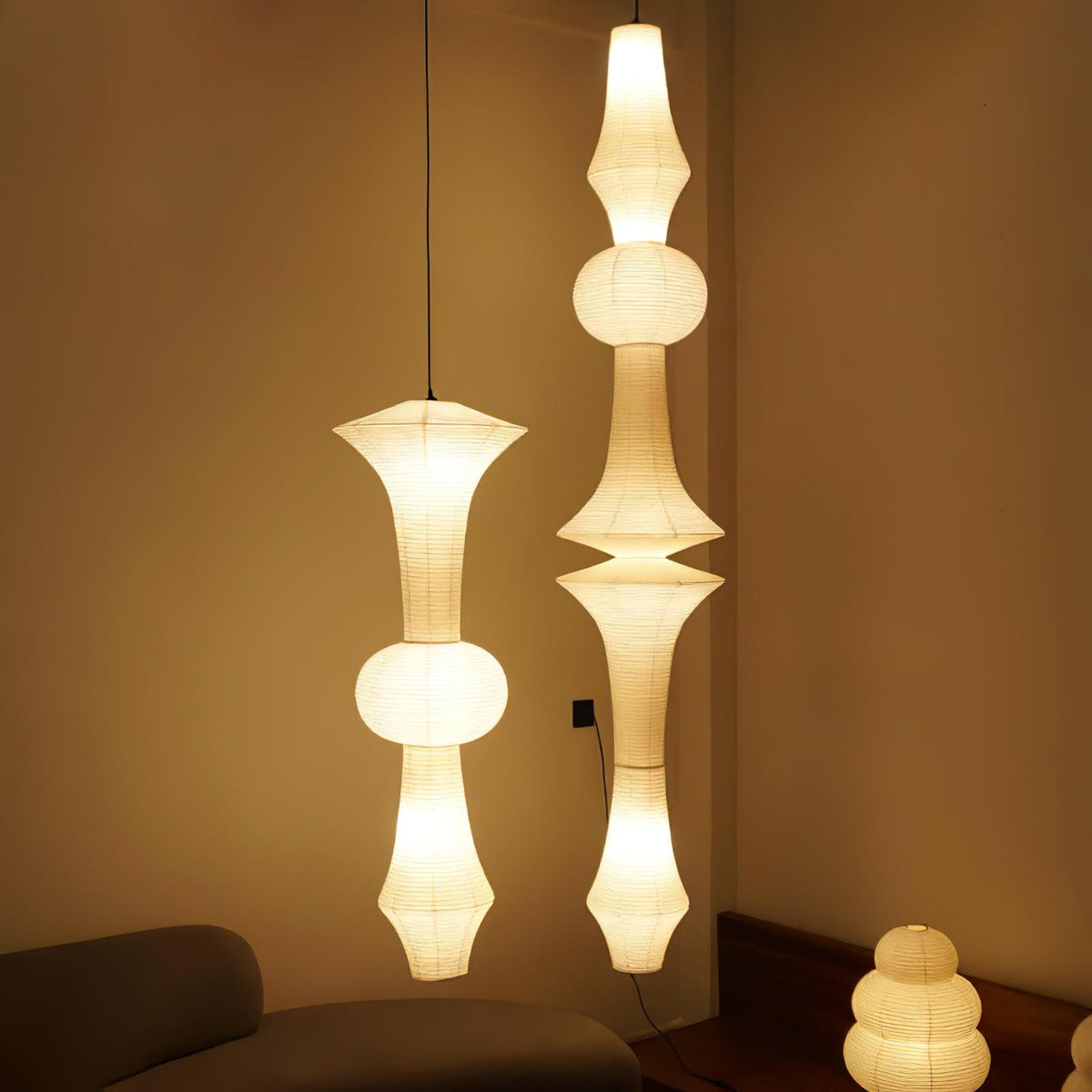 Noveny Suspension Luminaire Papier Washi E pour Salon-Cielum