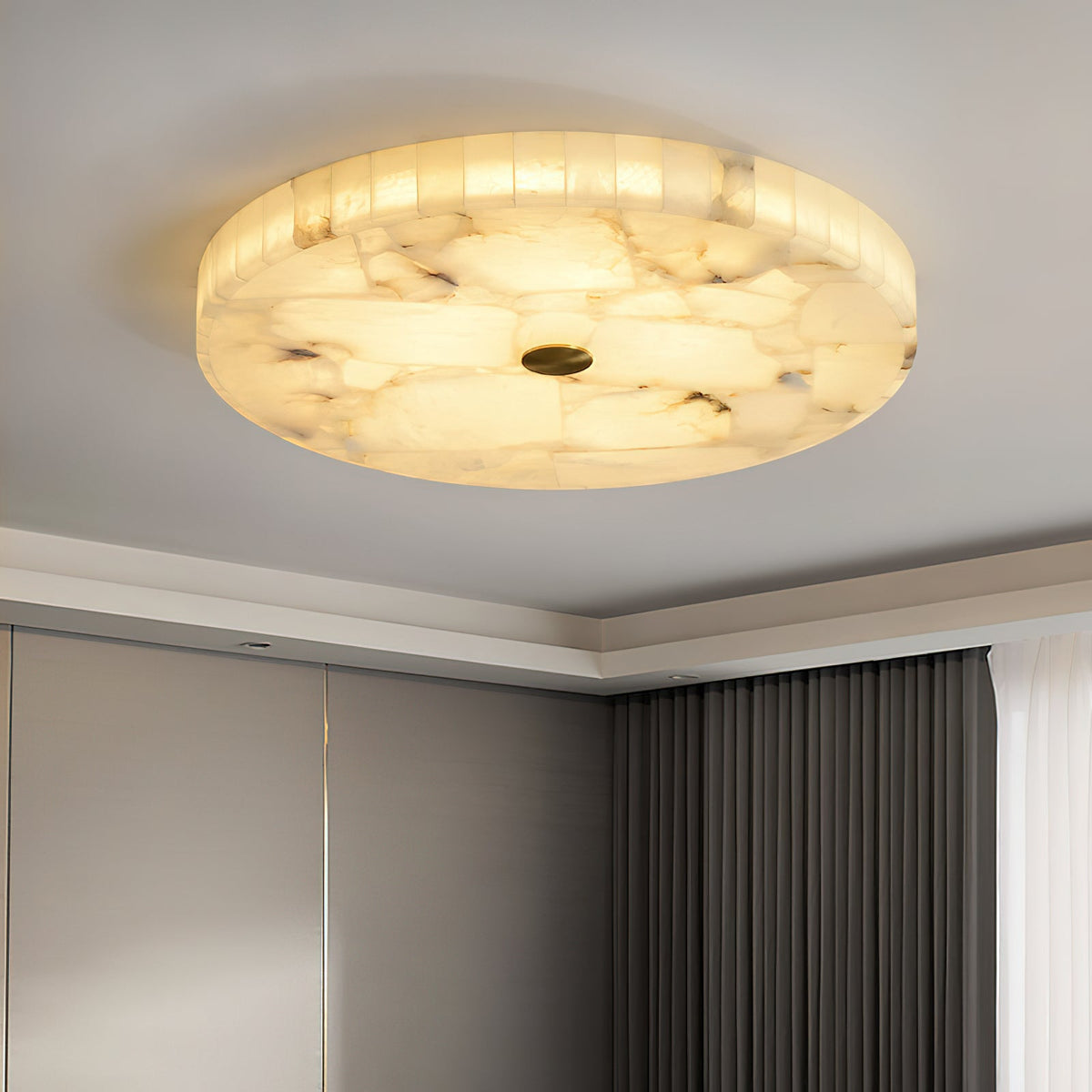 Vosilis Lampe de Plafond Ronde en Albâtre Moderne Minimaliste