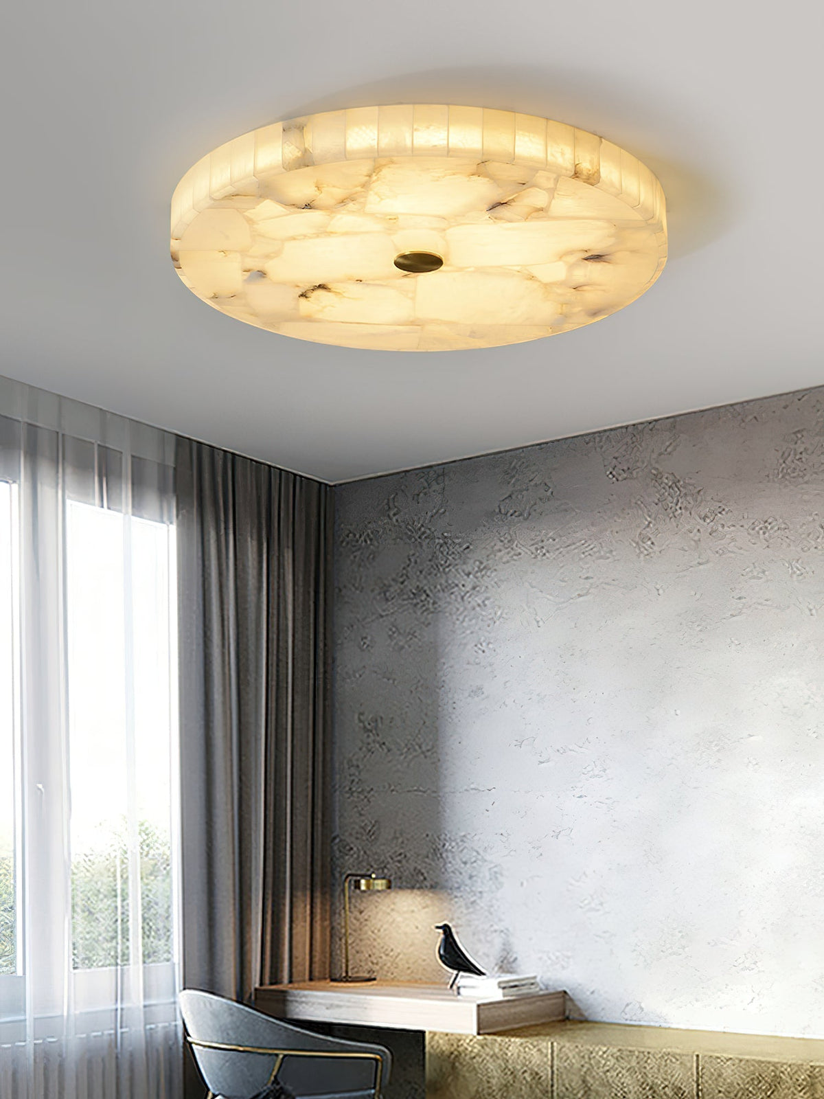 Vosilis Lampe de Plafond Ronde en Albâtre Moderne Minimaliste