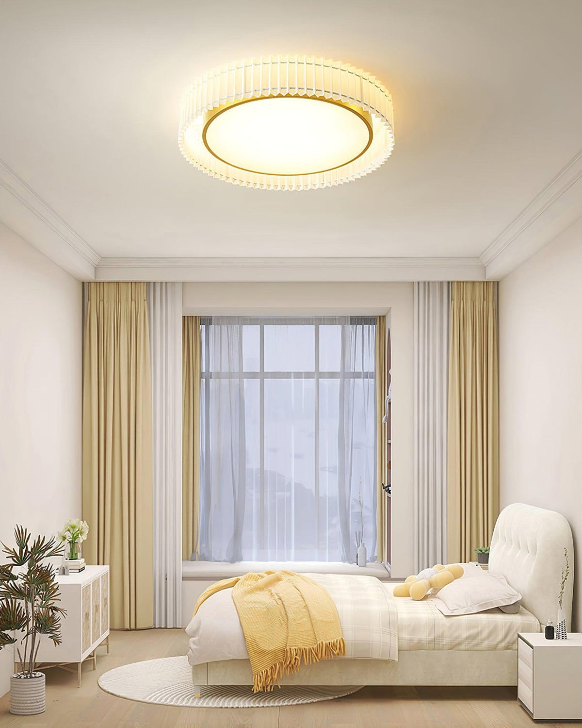 Erixel Plafonnier Ronde Plissée en Tissu-Cielum