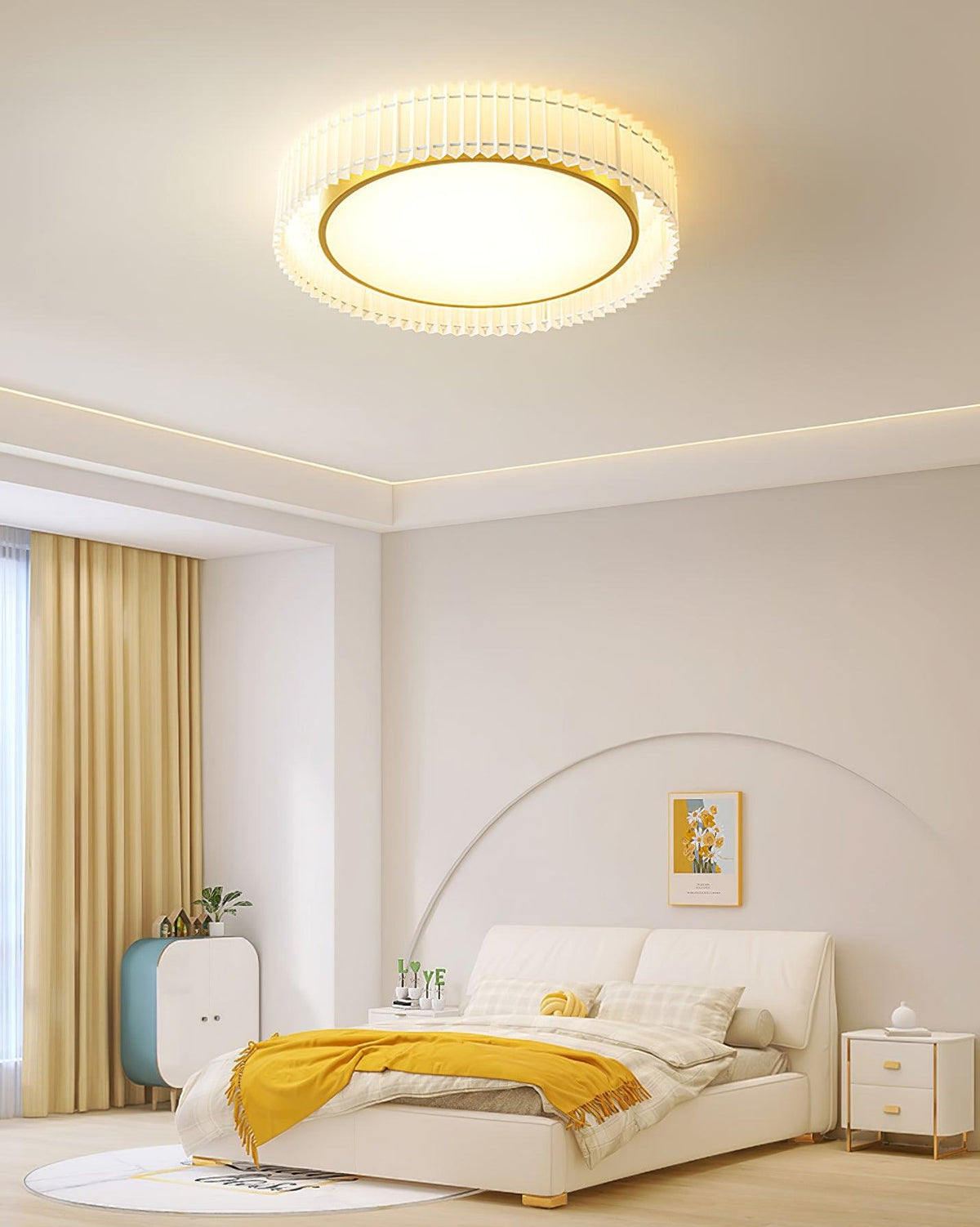 Erixel Plafonnier Ronde Plissée en Tissu-Cielum
