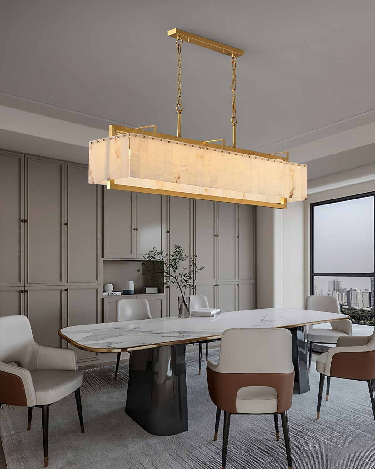 Ruben Chandelier Alabaster Rectangular Luxe-Neutral Decor