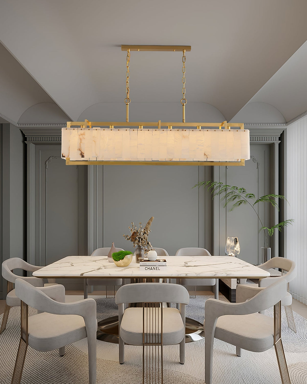 Ruben Chandelier Alabaster Rectangular Luxe-Neutral Decor