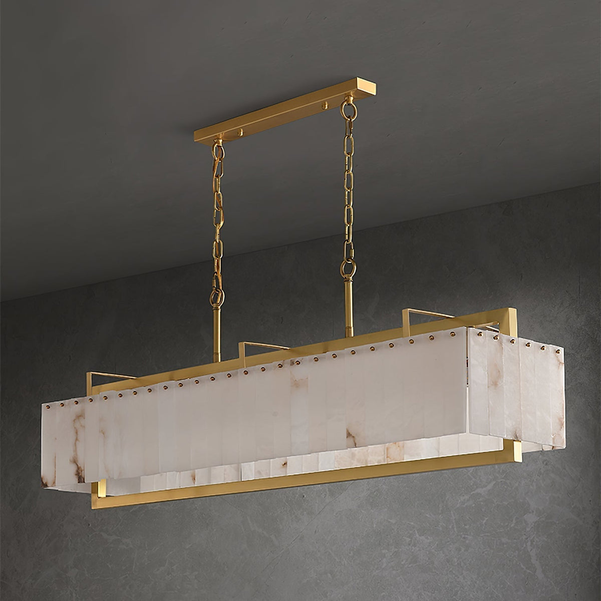 Ruben Chandelier Alabaster Rectangular Luxe-Neutral Decor