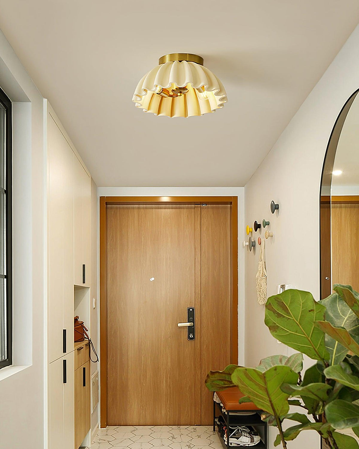 Ceiling Light HDPE Ruffle Canopy Metal Body Modern Minimalist-Neutral Decor